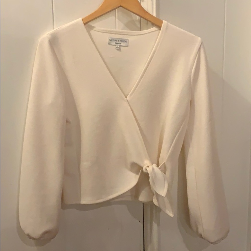 Madewell Texture + Thread Faux Wrap Blouse